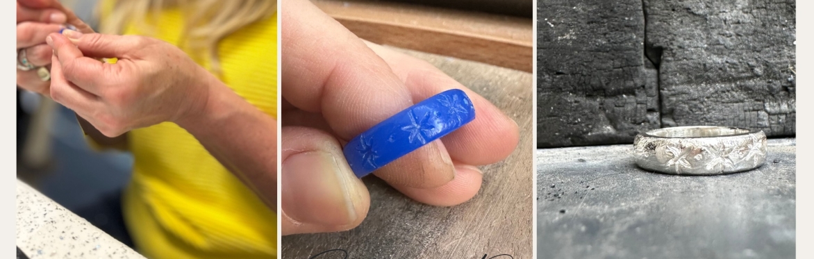 Carve & Cast Wax Carved Silver Ring
