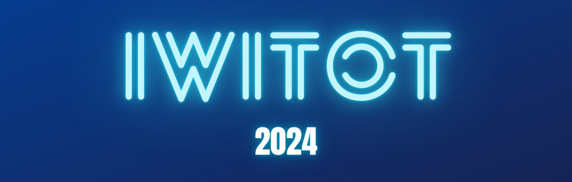 Neon blue logo on dark blue background, saying IWITOT 2024