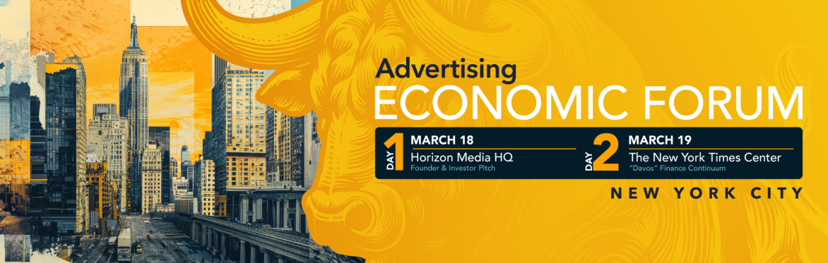logo for Advertising Economic Forum, gold on dark background