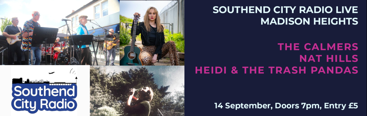Image of 3 bands with the City Radio logo 14th September Doors open 7pm Entry £5.00
