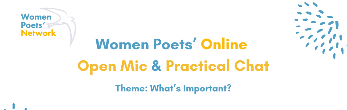 Women Poets' Network logo - blue, yellow and white