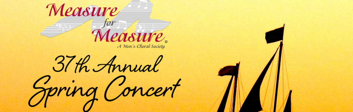 Banner featuring the tops of sails and Measure for Measure logo announcing the concert