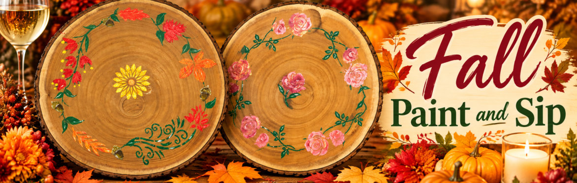 AUTUMN PAINT AND SIP NATURAL WOOD BOARD