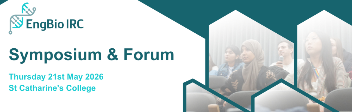 Dark teal background with Engineering Biology Forum logo, a microscopy image of molecular condensates and text that is repeated below.