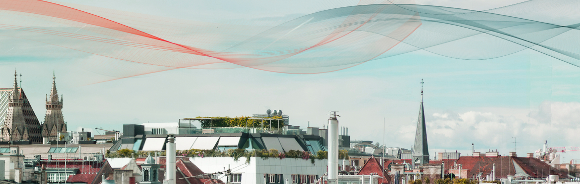 Modernes Rooftop-Event mit Blick über die Stadt