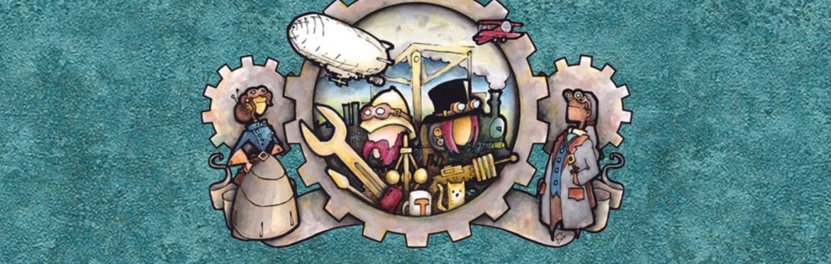Colour steampunk design by Doctor Geof featuring cartoon steampunks