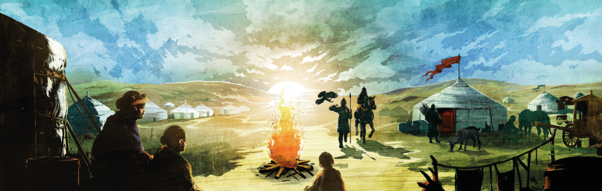 Illustration of Mongolian campsite