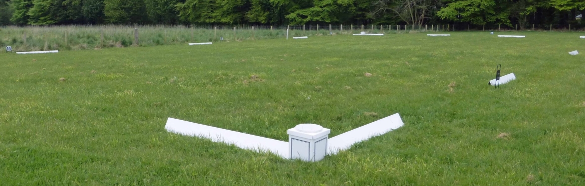 Dressage arena on grass.