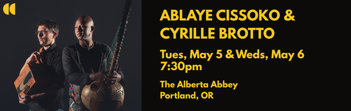 photo of Ablaye Cissoko & Cyrille Brotto playing the kora and the accordion