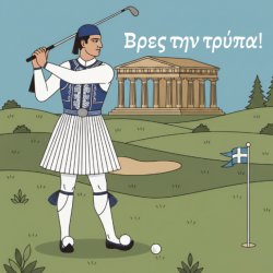 A Greek Tsolias playing golf