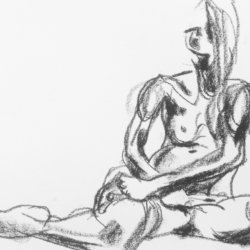 Life drawing sketch in charcoal