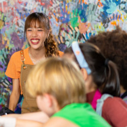 children taking an art class