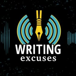 square with the writing excuses logo on it
