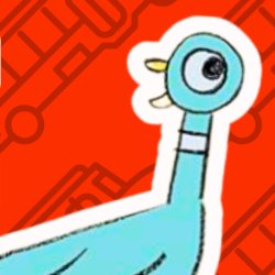 Cartoon of a blue pigeon