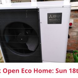 heat pump, text: Eco Home Sun 18th Oct