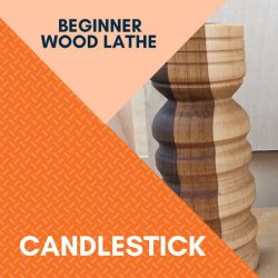 An image of the type of candlestick produced in the workshop with associated branding.
