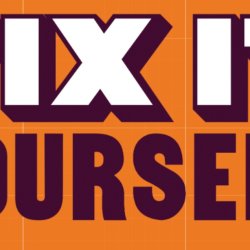 Image with text that reads Fix It Yourself. Orange background
