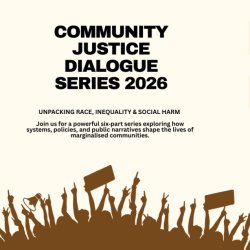 A poster for the Community Justice Dialogue Series