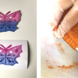 Etched printing plate and print of butterfly
