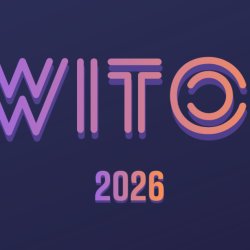 Neon blue logo on dark blue background, saying IWITOT 2026