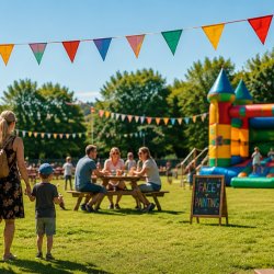 picture of coloured fete setup