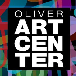 Oliver Art Center logo on a background of musical notes