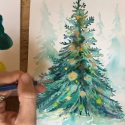 Watercolour Christmas Tree Cards