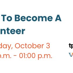 How to become a volunteer information session on October 3, 2026 from 12.0pm-1.0pm