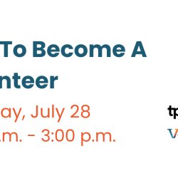 How to become a volunteer information session on July 28  2026 from 2.0pm-3.0pm