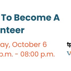 How to become a volunteer information session on October 6, 2026 from 7.0pm-8.0pm