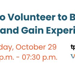 How to volunteer to gain skills and experience on Thursday October 29, 2026 from 6.30pm to 7.30pm