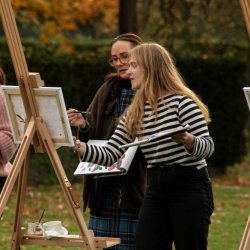 Painting outdoors, expressive landscape studies.