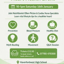 Healthaspire Heart Health Event - 10- 1pm Saturday 16th January