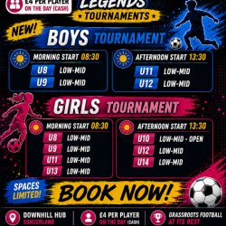 Girls/Boys Event - U8 to U14 LOWER to MID 8th Aug