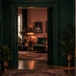 Door entrance with sofas
