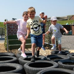 Four children on assault course