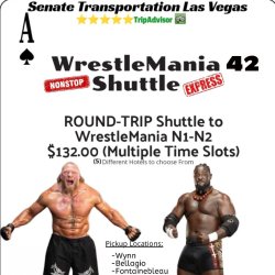 Round-Trip Shuttle to WrestleMania 42 ♣️(Night 2) Las Vegas Allegiant Stadium