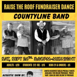 Raise the Roof Fundraiser Acoustic Show by Logan Papp followed by Dance with Countyline Band