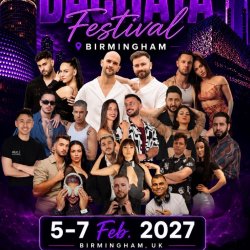 Promotional image for Ritmo De Bachata- 1st Bachata Festival Birmingham, 6-8 February 2026. The image features the official teacher and artist line-up