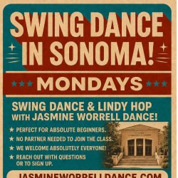 Beginning swing dance in Sonoma! No partner required to join class.