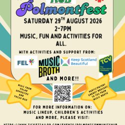 Poster featuring supporters of the event who will run activities, with more  to come. Named are: Forth Environmental Link, Music Broth, Keep Scotland Beautiful, TCV (The conservation Volunteers)