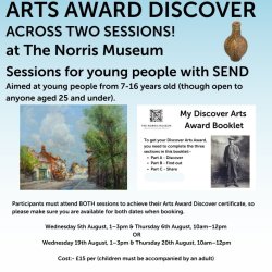 Arts Award Discover Across Two Sessions 5th (1-3pm) and 6th August (10am-12pm)