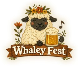 A happy sheep with pint in hand and the title 'Whaley Fest'