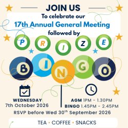 Celebrate our 17th Annual General meeting and FREE prize bingo