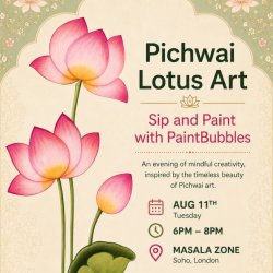 Pichwai Lotus Art @ Masala Zone, Soho By PaintBubbles