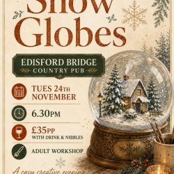 Snow globes at Edisford Bridge country pub