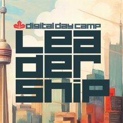 stylized digital day camp with a red maple leaf
