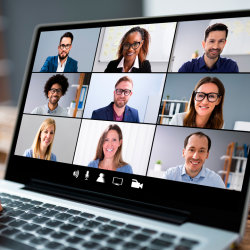 Group of adults in an online meeting