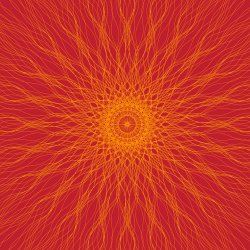 Sun-like mandala on dark orange