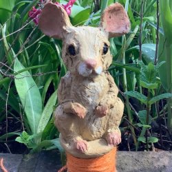 Pottery - Mouse on a cotton Reel